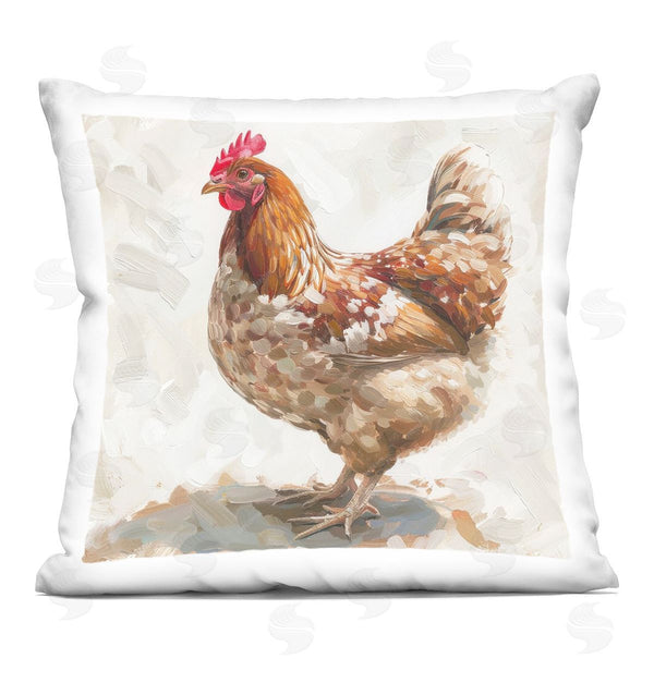 stupell industries LSR Design Studio | Neutral Chicken on Beige Printed Throw Pillow