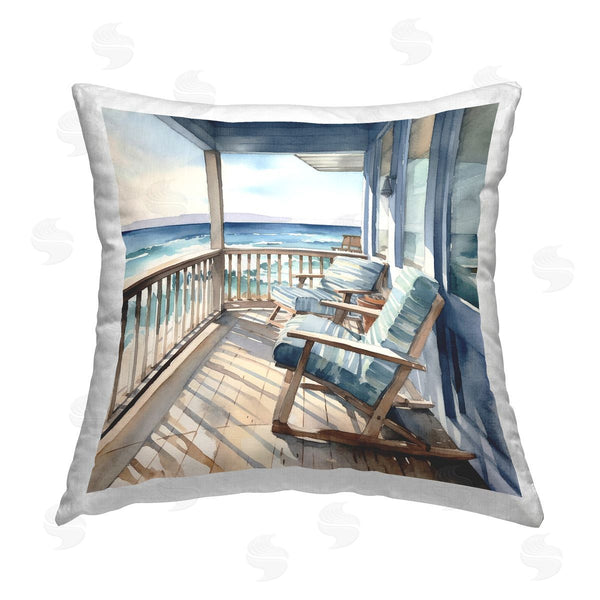 stupell industries LSR Design Studio | Ocean View Deck Printed Throw Pillow