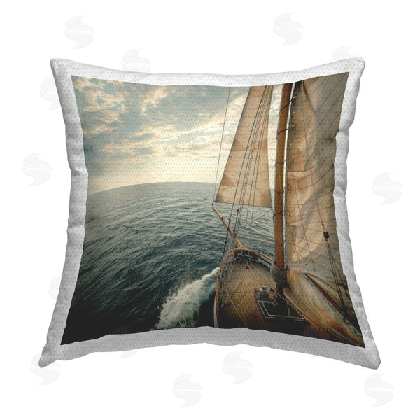 Stupell Industries LSR Design Studio | Open Sails On Sea Printed Throw Pillow