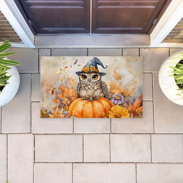 Stupell Industries LSR Design Studio | Owl Perched On Pumpkin Non-Woven Door Mat