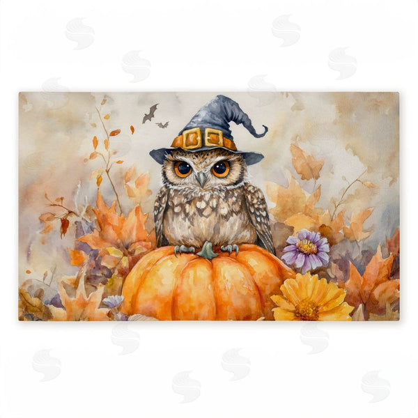 stupell industries LSR Design Studio | Owl Perched on Pumpkin Non-Woven Door Mat
