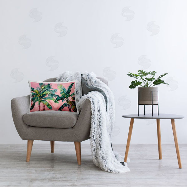 Stupell Industries LSR Design Studio | Palm Tree Tops On Pink Printed Throw Pillow