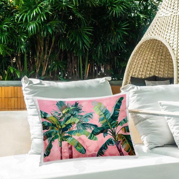 Stupell Industries LSR Design Studio | Palm Tree Tops On Pink Printed Throw Pillow