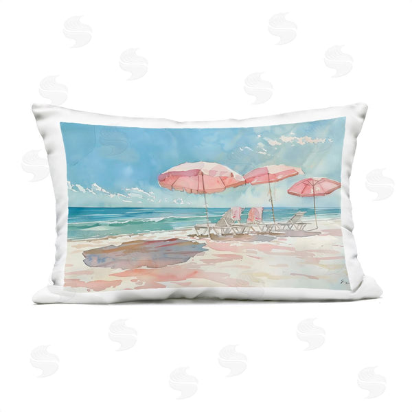 Stupell Industries LSR Design Studio | Pastel Pink Watercolor Beach Printed Throw Pillow