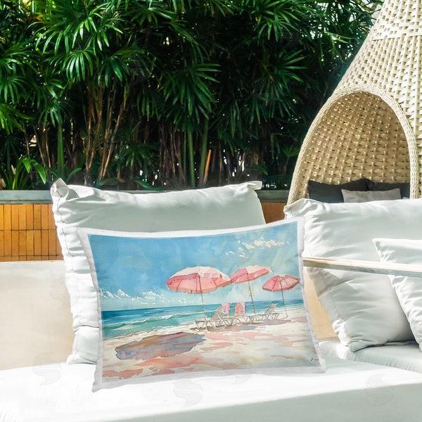 Stupell Industries LSR Design Studio | Pastel Pink Watercolor Beach Printed Throw Pillow