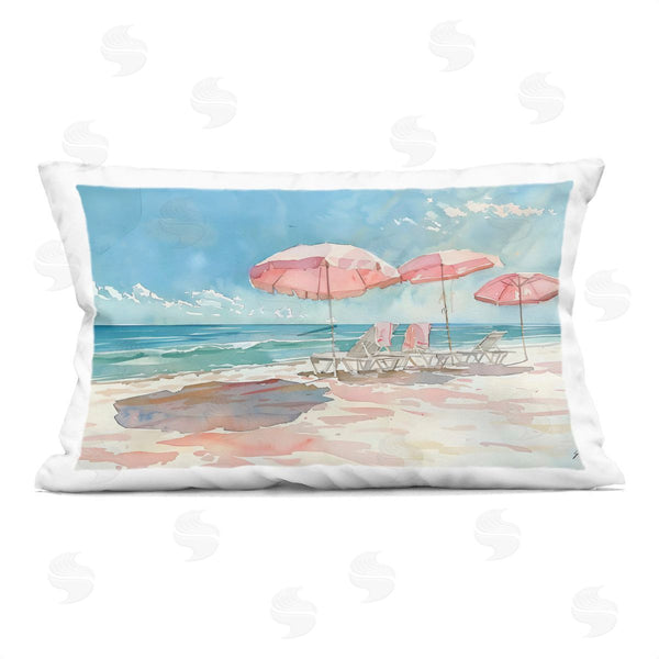 stupell industries LSR Design Studio | Pastel Pink Watercolor Beach Printed Throw Pillow