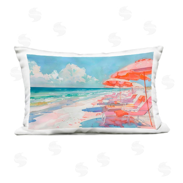 Stupell Industries LSR Design Studio | Peach Beach Relaxing Chairs Printed Throw Pillow