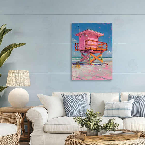Stupell Industries LSR Design Studio | Pink Abstract Lifeguard Station