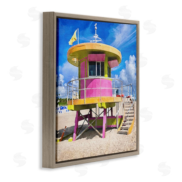 Stupell Industries LSR Design Studio | Pink Lifeguard Hut Wall Art