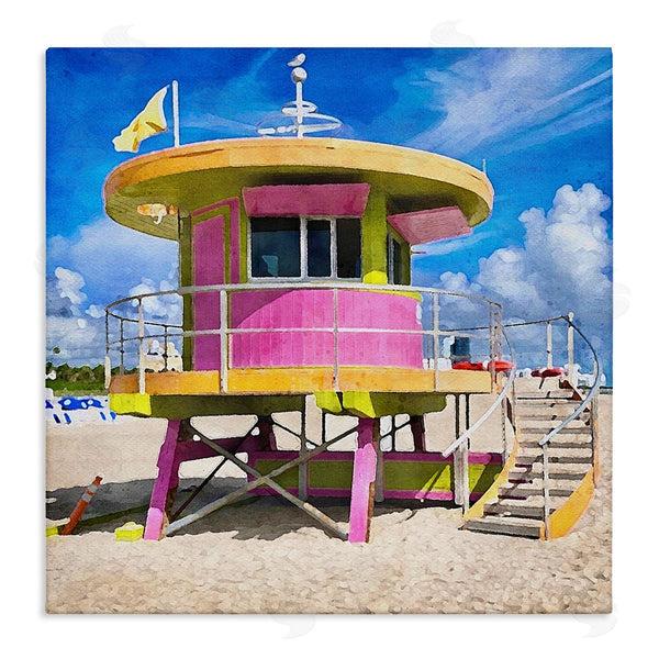 stupell industries LSR Design Studio | Pink Lifeguard Hut Wall Art