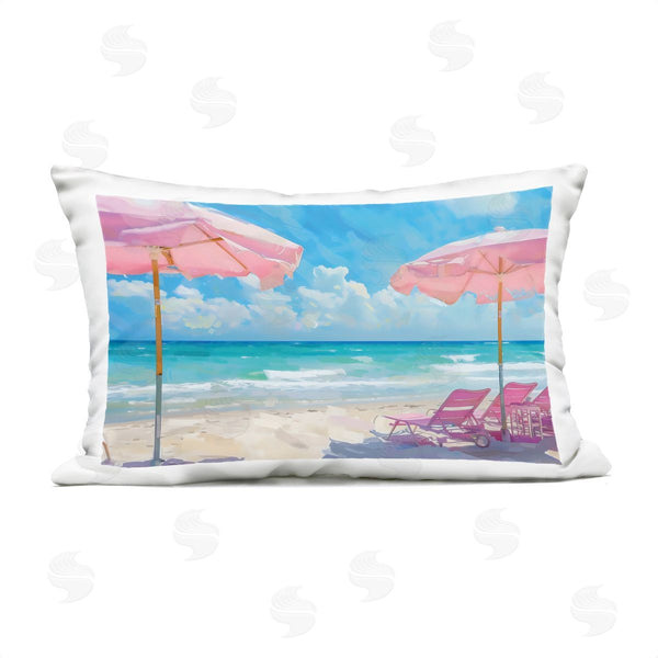 Stupell Industries LSR Design Studio | Pink Paradise Beach Umbrellas Printed Throw Pillow
