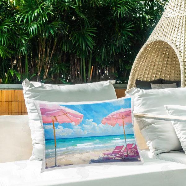 Stupell Industries LSR Design Studio | Pink Paradise Beach Umbrellas Printed Throw Pillow
