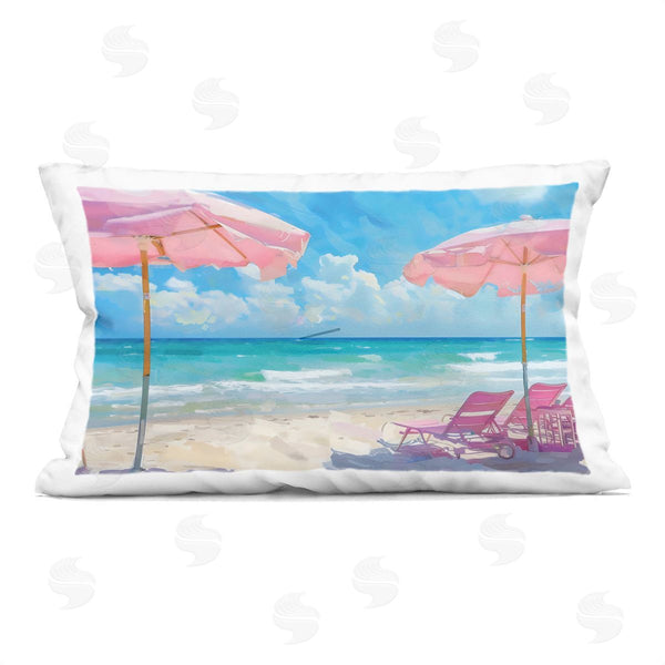 stupell industries LSR Design Studio | Pink Paradise Beach Umbrellas Printed Throw Pillow