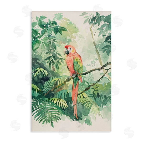 stupell industries LSR Design Studio | Pink Parrot in Jungle Wall Art