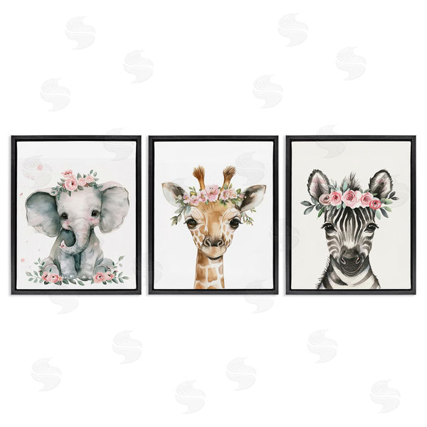 Stupell Industries LSR Design Studio | Pink Rose Jungle Animals Wall Art