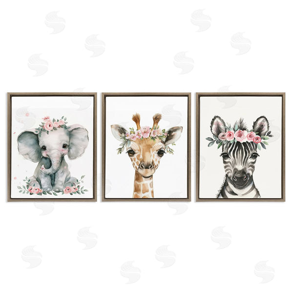 Stupell Industries LSR Design Studio | Pink Rose Jungle Animals Wall Art