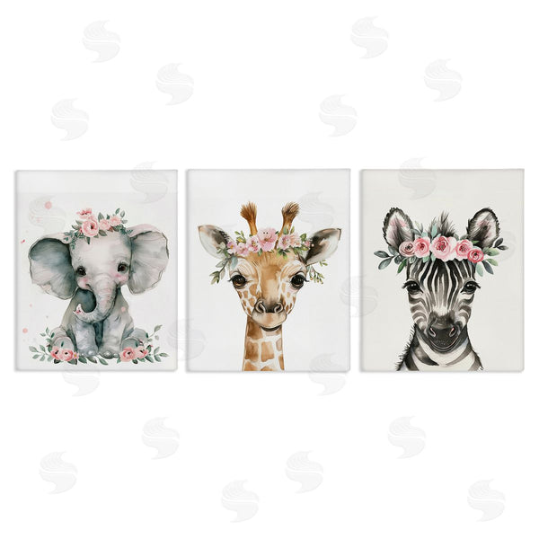 stupell industries LSR Design Studio | Pink Rose Jungle Animals Wall Art