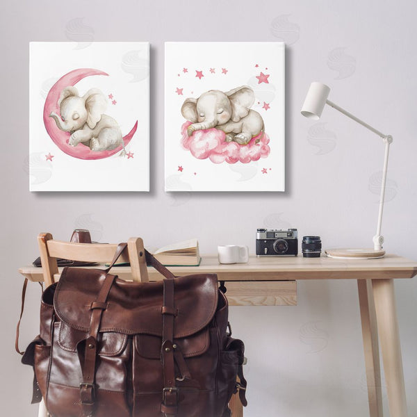 Stupell Industries LSR Design Studio | Pink Sleepy Elephant Wall Art