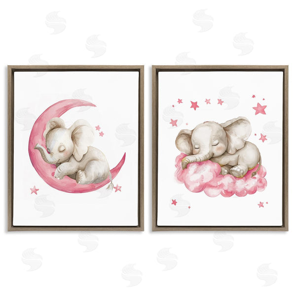 Stupell Industries LSR Design Studio | Pink Sleepy Elephant Wall Art