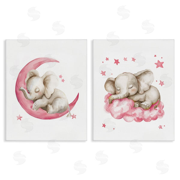 stupell industries LSR Design Studio | Pink Sleepy Elephant Wall Art