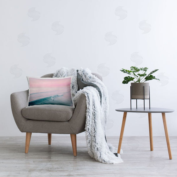 Stupell Industries LSR Design Studio | Pink Surf Pastel Sunset Printed Throw Pillow