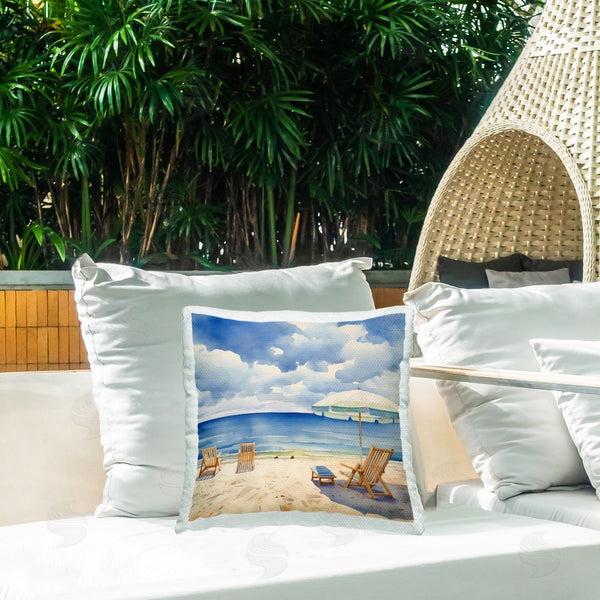 Stupell Industries LSR Design Studio | Place To Relax Beach View Printed Throw Pillow