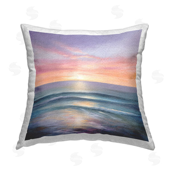 Stupell Industries LSR Design Studio | Purple Ocean Sunrise Printed Throw Pillow
