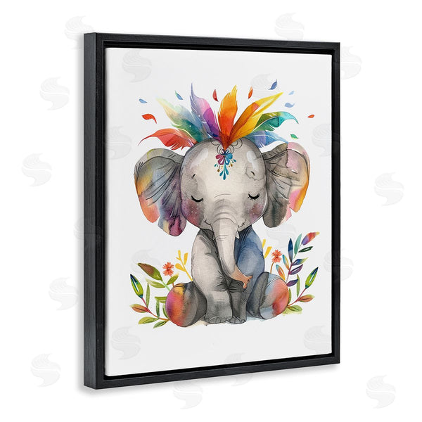 Stupell Industries LSR Design Studio | Rainbow Blooms Elephant
