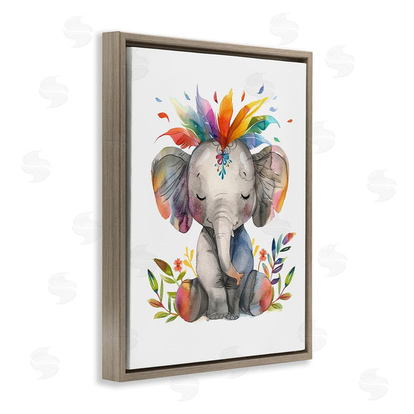 Stupell Industries LSR Design Studio | Rainbow Blooms Elephant