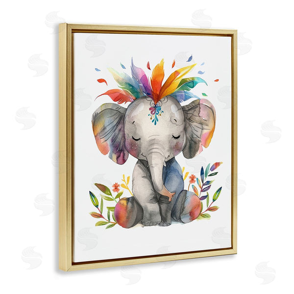 Stupell Industries LSR Design Studio | Rainbow Blooms Elephant