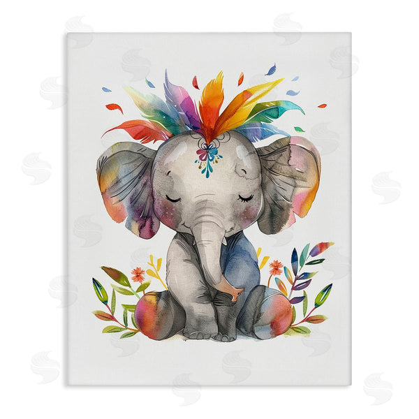 stupell industries LSR Design Studio | Rainbow Blooms Elephant