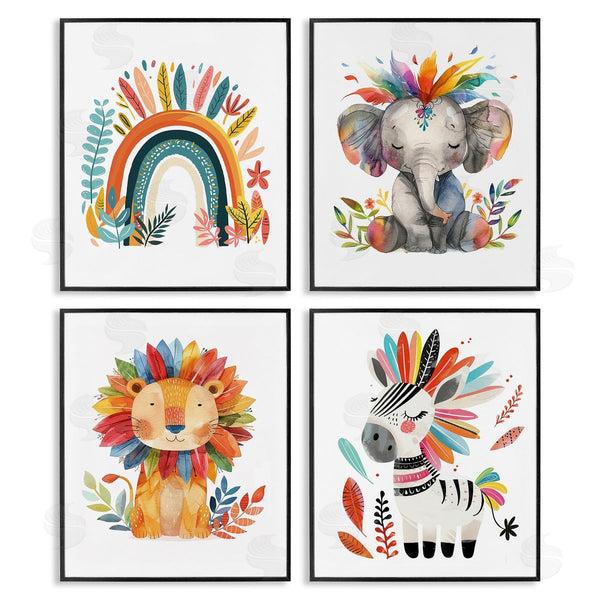 Stupell Industries LSR Design Studio | Rainbow Feather Animals Wall Art