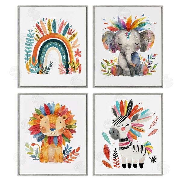 Stupell Industries LSR Design Studio | Rainbow Feather Animals Wall Art