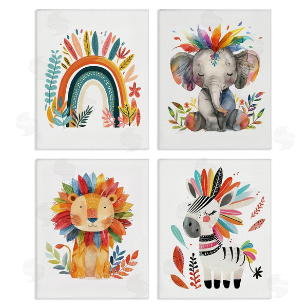 stupell industries LSR Design Studio | Rainbow Feather Animals Wall Art