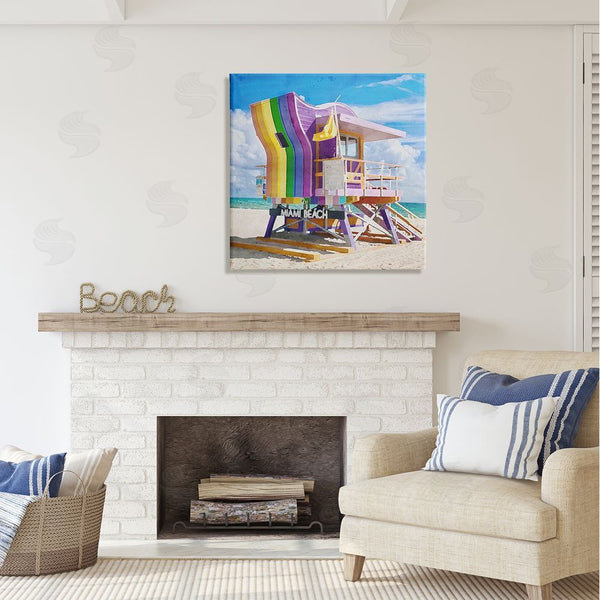 Stupell Industries LSR Design Studio | Rainbow Lifeguard Hut Wall Art
