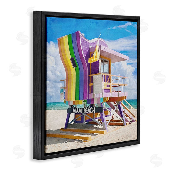 Stupell Industries LSR Design Studio | Rainbow Lifeguard Hut Wall Art