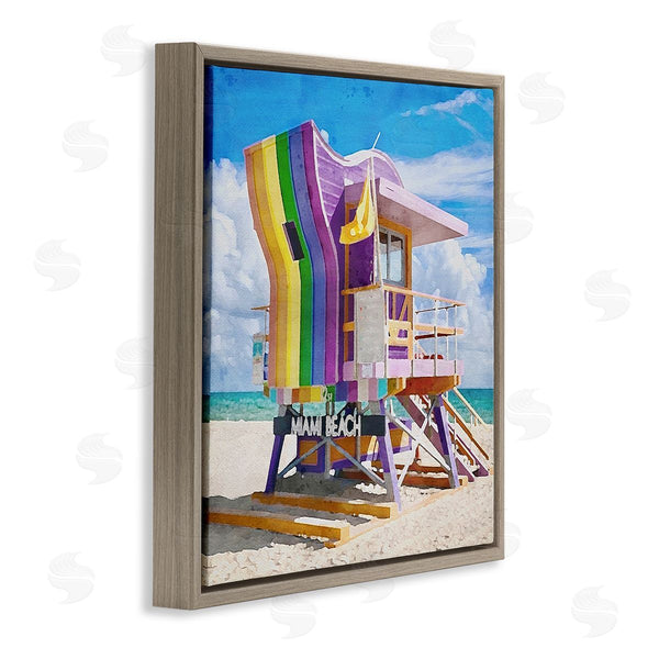 Stupell Industries LSR Design Studio | Rainbow Lifeguard Hut Wall Art