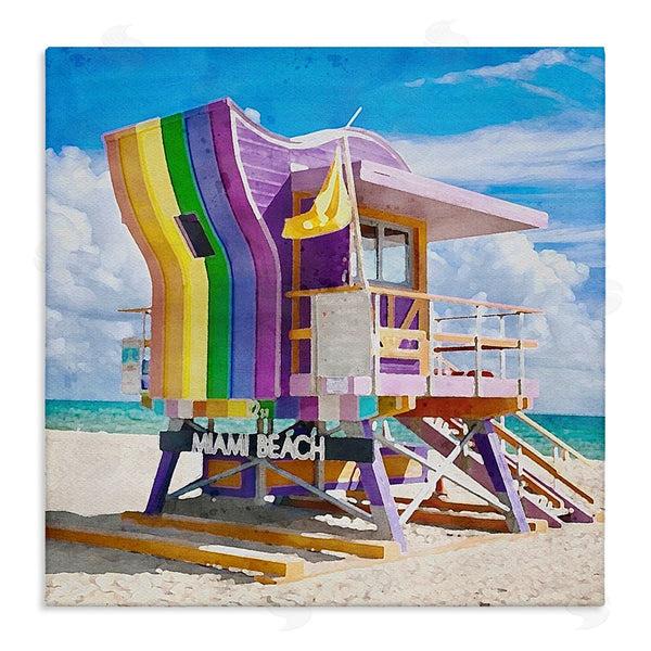 stupell industries LSR Design Studio | Rainbow Lifeguard Hut Wall Art