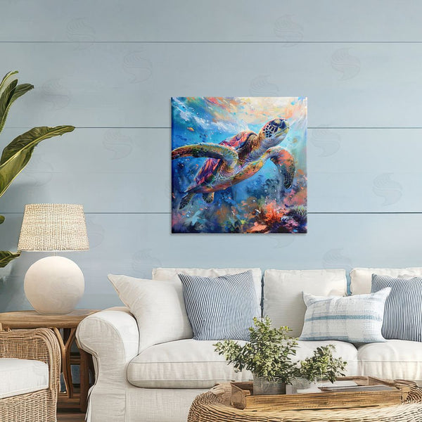 Stupell Industries LSR Design Studio | Rainbow Sea Turtle & Bubbles