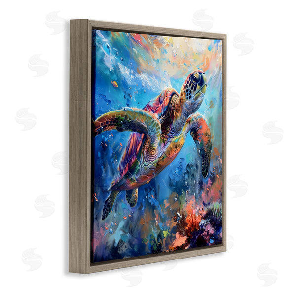 Stupell Industries LSR Design Studio | Rainbow Sea Turtle & Bubbles