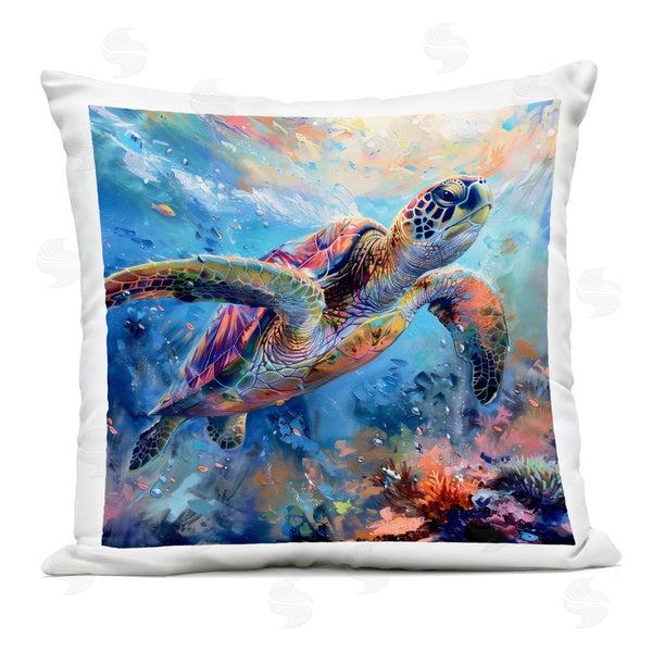 Stupell Industries LSR Design Studio | Rainbow Sea Turtle & Bubbles Printed Throw Pillow