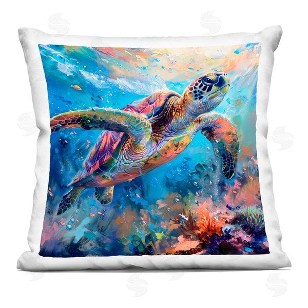 stupell industries LSR Design Studio | Rainbow Sea Turtle & Bubbles Printed Throw Pillow