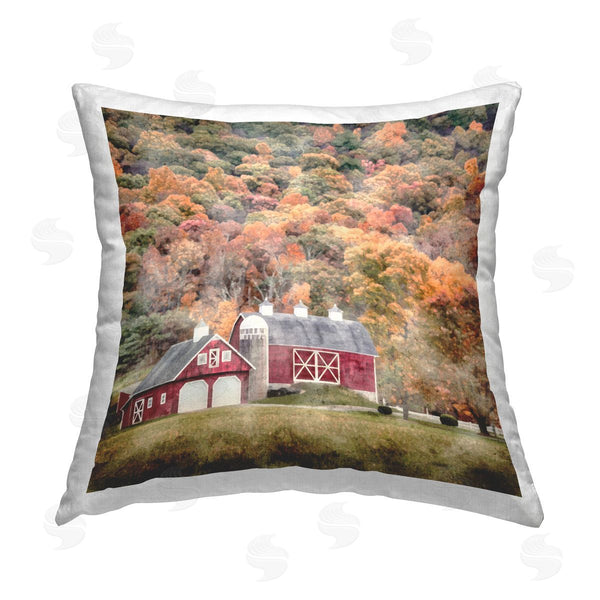 stupell industries LSR Design Studio | Red Barn with Fall Foliage Printed Throw Pillow