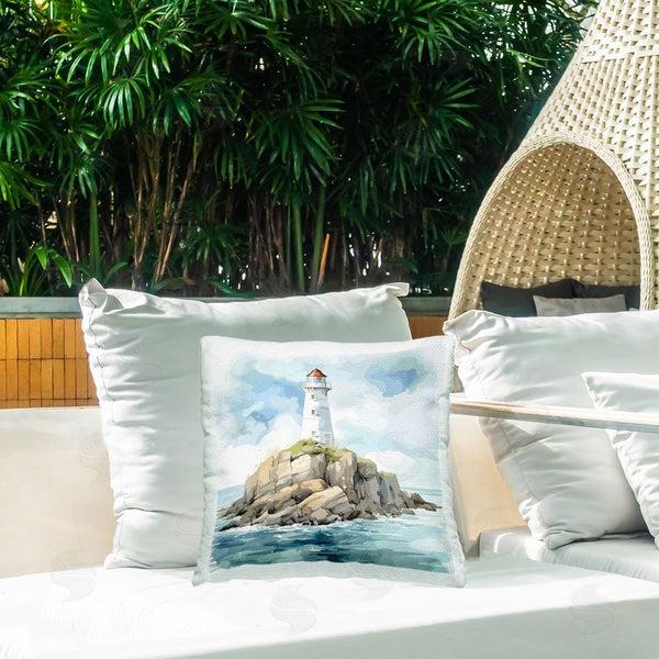 Stupell Industries LSR Design Studio | Red Roof Lighthouse Printed Throw Pillow