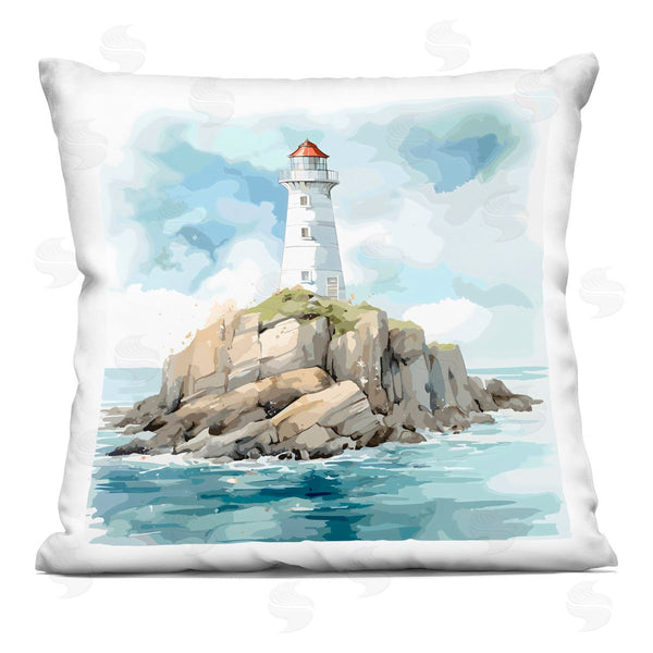 stupell industries LSR Design Studio | Red Roof Lighthouse Printed Throw Pillow