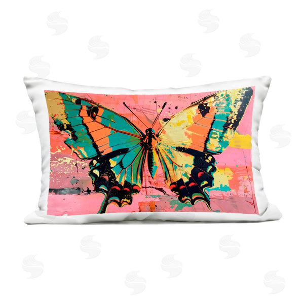 Stupell Industries LSR Design Studio | Retro Butterfly Over Abstract Pink Printed Throw Pillow