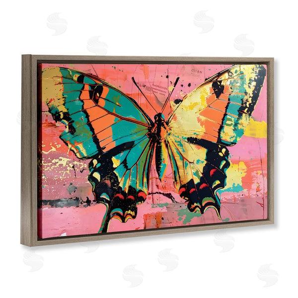 Stupell Industries LSR Design Studio | Retro Butterfly Over Abstract Pink Wall Art