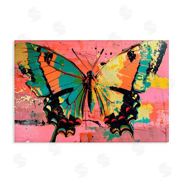 stupell industries LSR Design Studio | Retro Butterfly over Abstract Pink Wall Art