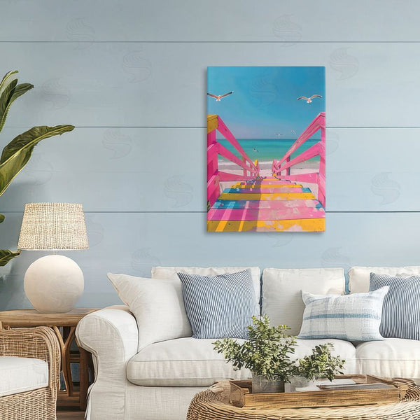 Stupell Industries LSR Design Studio | Retro Pink Beach Stairs