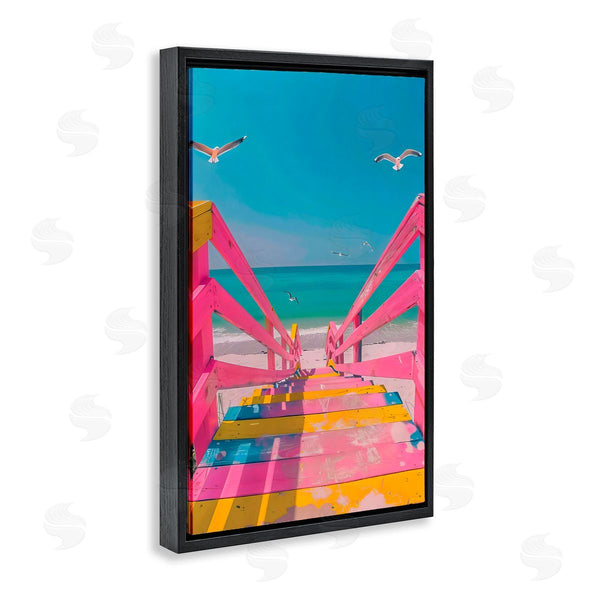 Stupell Industries LSR Design Studio | Retro Pink Beach Stairs
